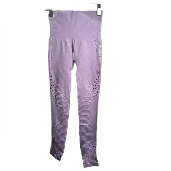 Gymshark Energy purple crop yoga lightweight athletic Seamless Leggings tight S - Picture 2 of 3